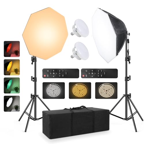 Juego de 2 softbox de iluminación continua para cámara, vídeo, fotografía, estudio, luz con...