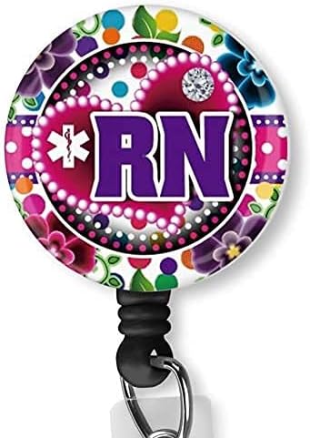 Gumball Garden Nurse RN Purple with Alligator Clip Nurse Badge ID Card Name Tag Custom Badge Holder Nurse Decorative Badge Reel Clip on Card Holders Badge Clip