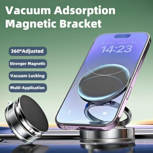 Image of Dangfly 360 Magnetic Vacuum Phone Mount | Strong Magnetic Car & Desktop Holder | Universal Smartphone Compatible | Shockproof, Stable Grip, Multi-Surface Suction Mount