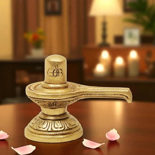 Image of SHANTI Brass Shivling for Home Puja, Shiva Lingam for Temple, Office Desk, Gift & Decor (SL2721)