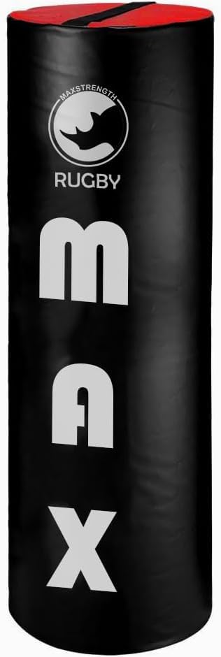 MAXSTRENGTH Rugby Tackle Bag Heavy Duty Training Pad 3ft 20kg & 4ft 30kg with or Without Ring Impact Absorbing Contact Training Equipment for Adults & Juniors (Black, 4FT 30 KG Tackle Bag & NO Ring)
