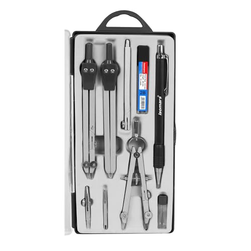 Image of Isomars Technical Compass Set | Set of 9 Items | for Engineers and Architects