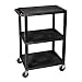Luxor Mobile Multipurpose Tuffy Utility Cart - Three Shelves, Black