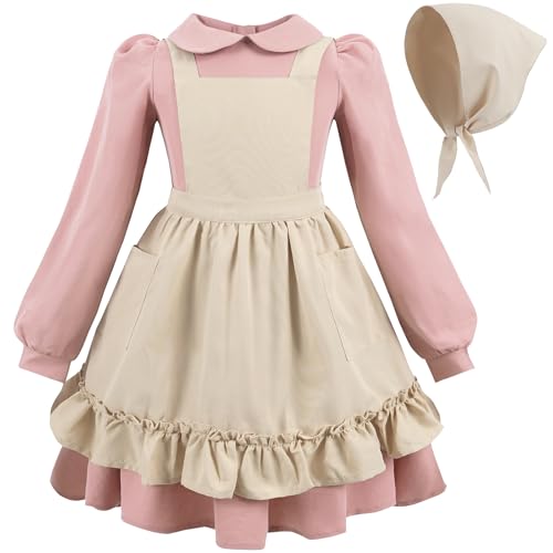 Disfraz colonial para niñas estilo pionera manga larga miniatura 1