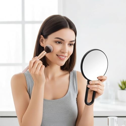Espejo de maquillaje con aumento 50X, doble faz, manejable y con soporte miniatura 2