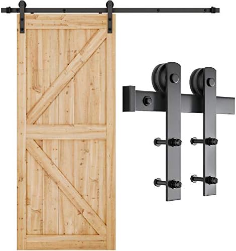 SMARTSTANDARD 6.6ft Heavy Duty Sturdy Sliding Barn Door Hardware Kit -Smoothly and Quietly -Easy to install -Includes Step-By-Step Installation Instruction Fit 36"-40" Wide Door Panel (I Shape Hanger)