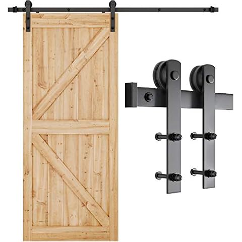 SMARTSTANDARD 6.6FT Barn Door Hardware kit, Barn Door Track, Sliding Door Hardware kit, Smoothly and Quietly -Heavy Duty Sturdy -Easy to Install, Fit 36"-40" Wide Panel (I Shape Hanger) Cover