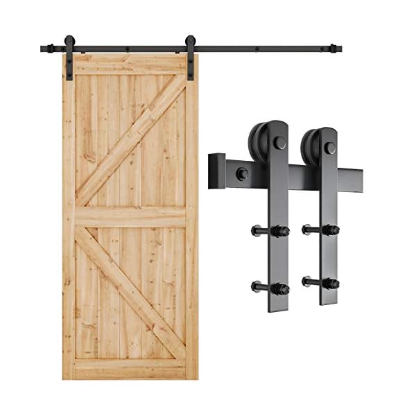SMARTSTANDARD 6.6FT Barn Door Hardware kit, Barn Door Track, Sliding Door Hardware kit, Smoothly and Quietly -Heavy Duty Sturdy -Easy to Install, Fit 36"-40" Wide Panel (I Shape Hanger)