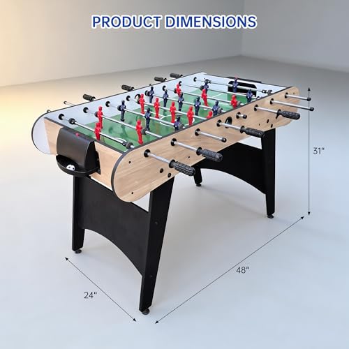 48in Foosball Table Arcade Soccer Table Soccer Game Room Game Table Football Tables for Adults Kids with 2 Balls for Home, Office or Game Room