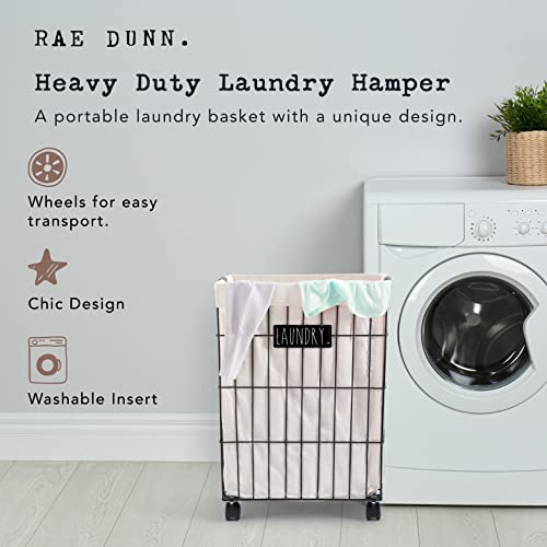 Rae-Dunn-Heavy-Duty-Laundry-Hamper-on-Wheels-Lined-Basket-with-Removable-Cloth-Liner-By-Designstyles Rae Dunn Heavy Duty Laundry Hamper on Wheels Lined Basket with Removable Cloth Liner By Designstyles