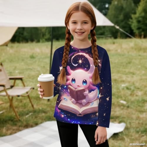 Image of Renewold Boys Girls Tees Kids T-Shirt Long Sleeve Crewneck T Shirts Casual Athletic Tops Clothing for Home School Travel