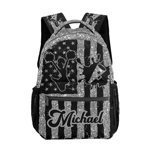 Personalized Back to School Gifts Bags Custom Name Backpack for Boys Girls Kids' Backpack Daily Cheer Cheerleadings Grey Sparking Print Casual Pack