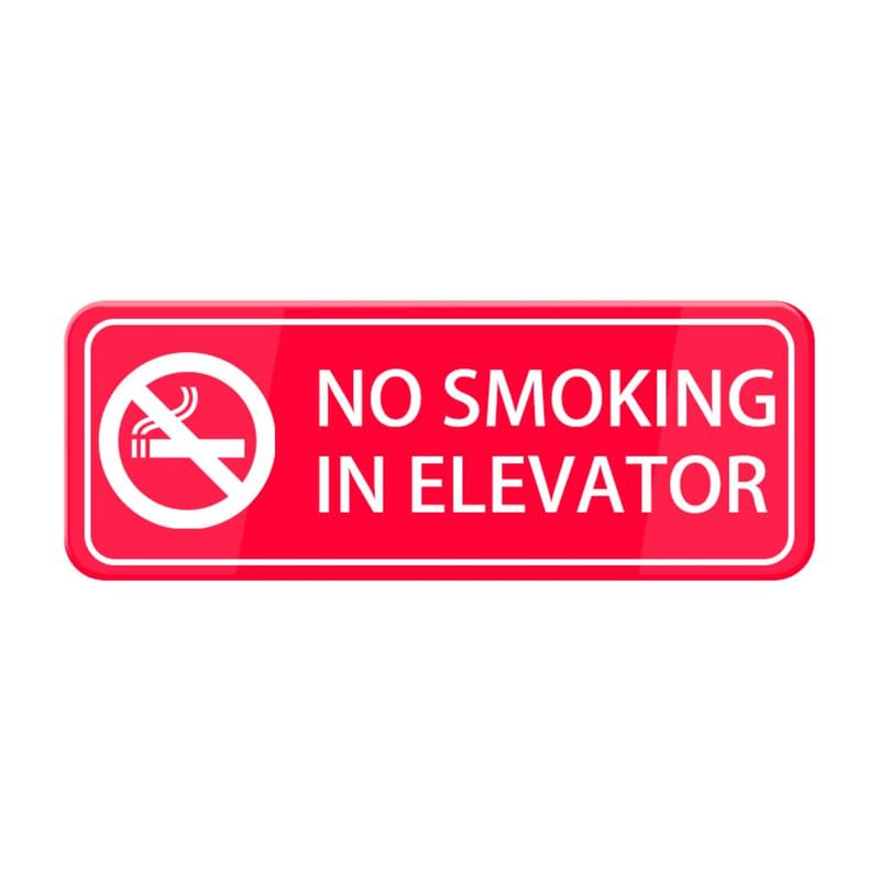 WWV No Smoking In Elevator Wall Or Door Sign- Red & White Acrylic Sign For Business Store, Shop, Cafe, Office, Restaurant - Back Self Adhesive Plastic