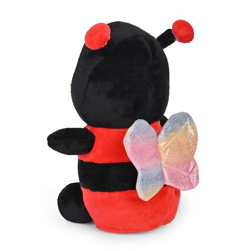 Image of BESTIES Adorable Cute Bee Soft Toy - Soft Plush Bee Toys, Stuffed Plush Animal Toy, Fluffy Soft Toys for Girls, Boys, Kids, Huggable Plush Toys - 24 cm (Red)