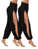 AvaCostume High Slit Harem Pants Women Hippie Harem Pants Trousers BlackBlack XL