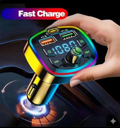 Image of Jaxter Bluetooth 5.3 FM Transmitter for Car with 20W Fast Charging USB-C Port, LED Screen, Hands-Free Call & Music Player Adapter