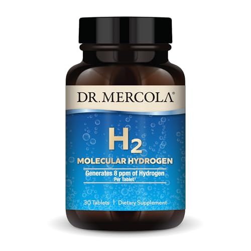 Dr. Mercola H2 Molecular Hydrogen - Supports Healthy Aging Cellular Energy & Brain Health - with Elemental Magnesium - GMO-Free Gluten-Free & Soy-Free - 30 Tablets (30 Servings)