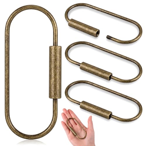 Image of WILLBOND Brass Carabiner Key Ring Locking Screw Carabiner Clips Round Key Rings Keychain Kit for Handbags Purse Bag Charm