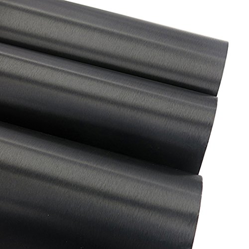 Glow4U Self Adhesive Black Brushed Metal Stainless Steel Vinyl Film Contact Paper For Refrigerators Dishwashers Stove Appliance Etc 24" X 78.6" #TOP1