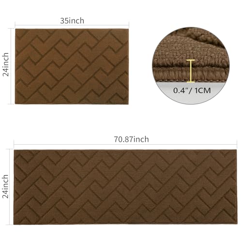 Image of hicorfe Kitchen Runner Rug,24 inchx71 inch+24 inchx35 inch Kitchen Set,Non-Slip Kitchen Mat