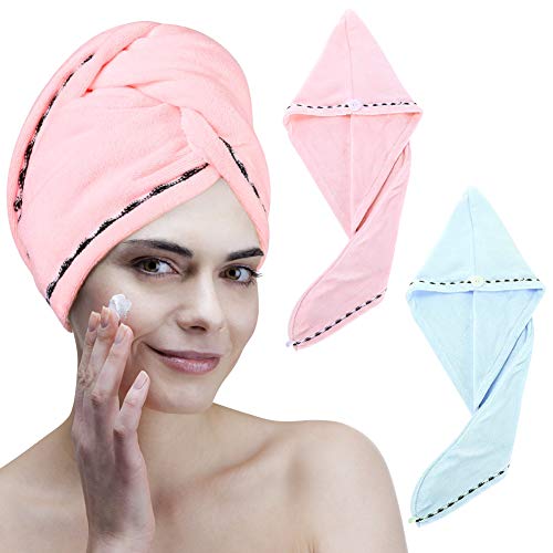 Dry Hair Cap Super Microfiber Towels Drying Hair Towel wipe Hair Quick-Drying Cap Bag Hood Female Long Hair Shower Cap with Button