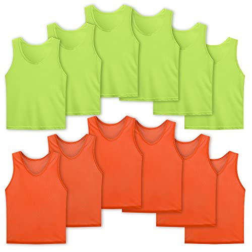 Image of Scrimmage Vests Pinnies Team Practice Jerseys for Kids,Youth and Adult Sports Soccer,Football,Basketball(12 Pack)