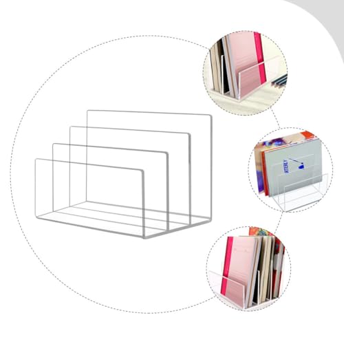 Estantería acrílica para documentos PRETYZOOM con 3 compartimentos trasparentes de escritorio 4