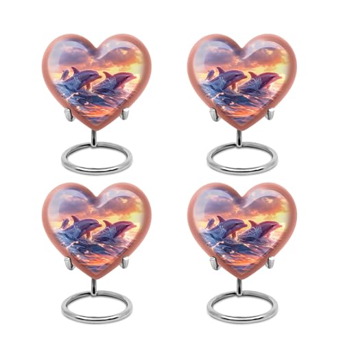 Image of Dolphin Urn - Heart Urns For Human Ashes - Cremation Urns For Burial - Urn For Adult Male - Ash Holders For Human Ashes - (Size - 3 inch pack of 4 )