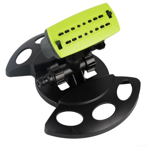 Niceminiwall Aspersor de césped oscilante de 16 agujeros, giratorio de 360°, cobertura ajustable, sistema de riego automático de plástico ABS para césped, jardines, parterres (B)