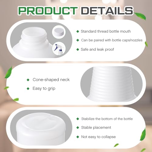 Honeydak 20 Pcs Chemical Resistant 32 oz Bottles, Commercial-grade Quality Reusable Plastic Bottle, Hdpe Plastic, Suitable for Home, Garden, Work (Nozzles Not Include)3