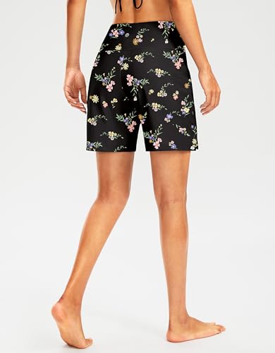Image of G Gradual Women's 7 inch Long Swim Board Shorts High Waisted Quick Dry Beach Swimming Shorts for Women with Liner Pockets