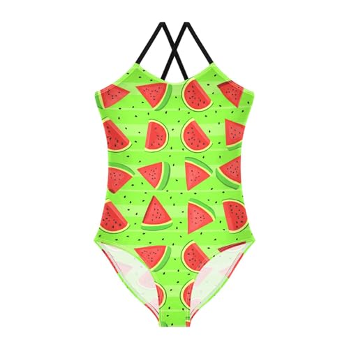 Watermelon Green Striped Girls One Piece Swimsuit Beach Swimwear 20862001
