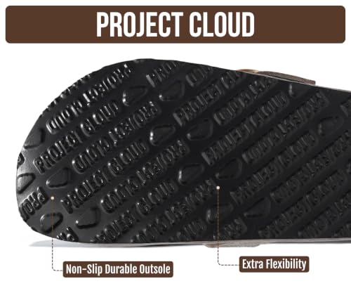 Image of Project Cloud 100% Genuine Leather Clogs for Women Shoes - Memory Foam Insole, Non-Slip & Natural Cork Footbed Arch Support Big Buckle Womens Clogs and Mules Footwear (Manchester)