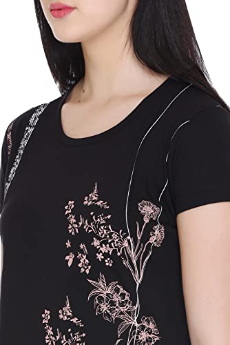 Image of Plush Women's Long Printed Cotton Round Neck Half Sleeve T-Shirt /Tshirts (DPL-PT-001)