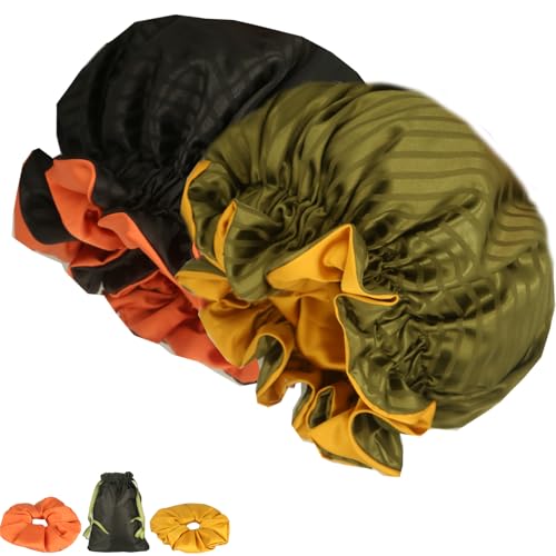 Bonnet de sommeil en satin réglable contre les frisottis des cheveux