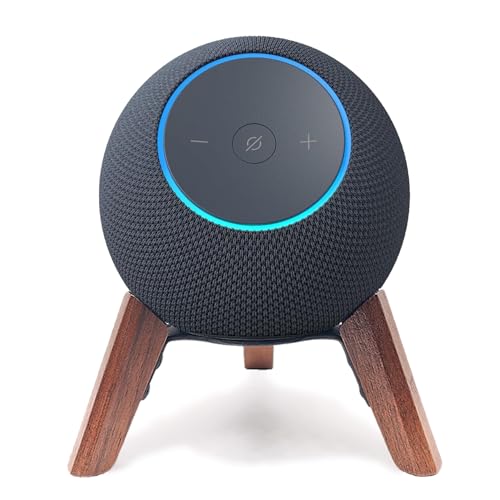Counlisha Real Wood Stand for Echo dot max (new Model) 2025 Released Desktop Tripod Mount Accessories Protect dot Audio for Better Sound Secure Stable Wooden Holder for Alexa Speaker (Walnut)