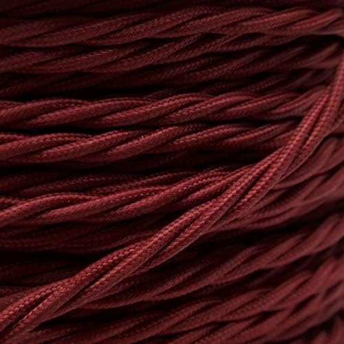 3 Core Twisted Silk Braided Vintage Fabric Lighting Cables Flex 0.75mm UK Electrical 6mm Cable with Earth Wire, Antique Flexible Cord DIY Pendant Light, Lighting Appliances (Burgundy - 10m)