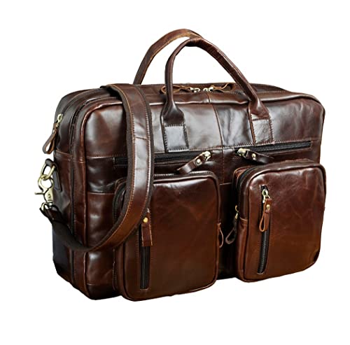 Men Oil Waxy Leather Antique Business Travel Briefcase Laptop Bag Attache Messenger Bag Portfolio Tote2