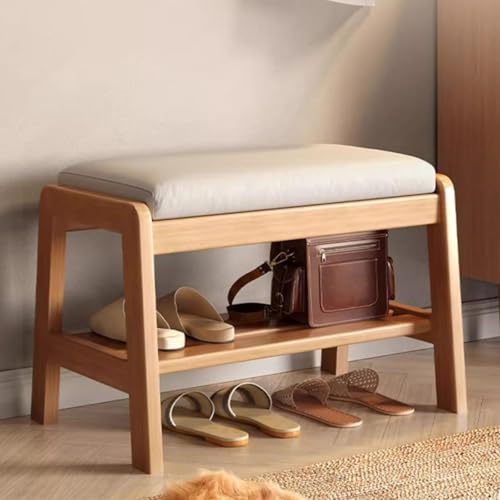 Banc de rangement chaussures bois siege rembourre meuble entree couloir