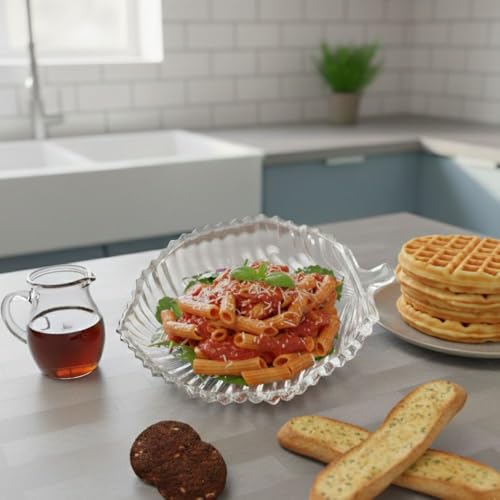 Image of PrimeWorld Leaf Shape Glass Tray (1 Pc) | Elegant Decorative Glass Plate for Serving Dry Fruits, Snacks, Sweets & Chocolates | Stylish Home Decor & Tableware
