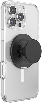 PopSockets Round Phone Grip Compatible with MagSafe, Adapter Ring Included, Phone Holder, Wireless Charging Compatible - Black