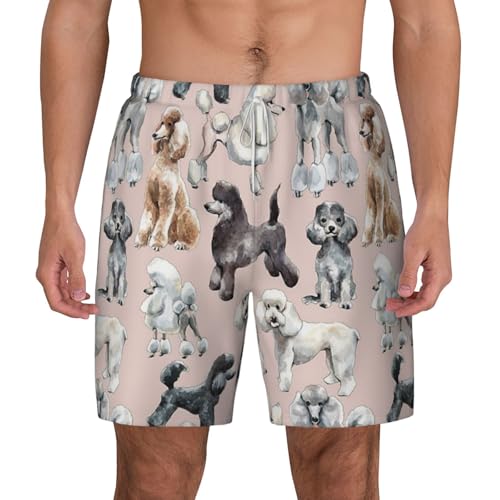 Short de bain pour homme vacances à la mer et sports nautiques motif caniches fun