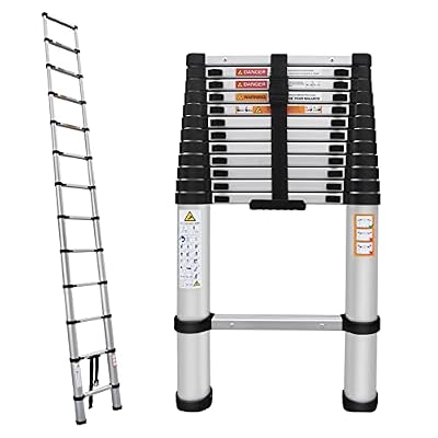 16.4ft Telescoping Ladder Heavy Duty Aluminum Extension Ladder, 330lbs Load Capacity, EN131 Standard, Portable Multi-Purpose Telescopic Ladder, Folded Height 3.1ft, Easy to Transport or Store