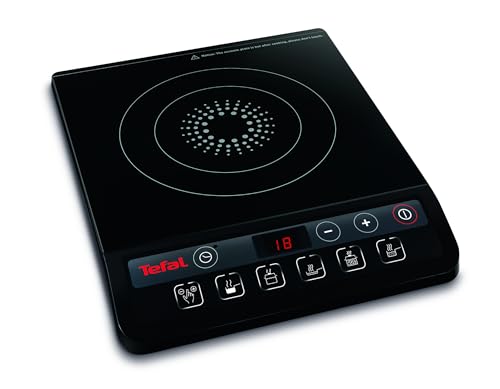 Tefal Everyday Portable Electric Induction Hob, 2 hours timer, 6 functions, 9 power level, 2100W, Kitchen, Student, Cooking, Caravan, Party, Black, IH201840