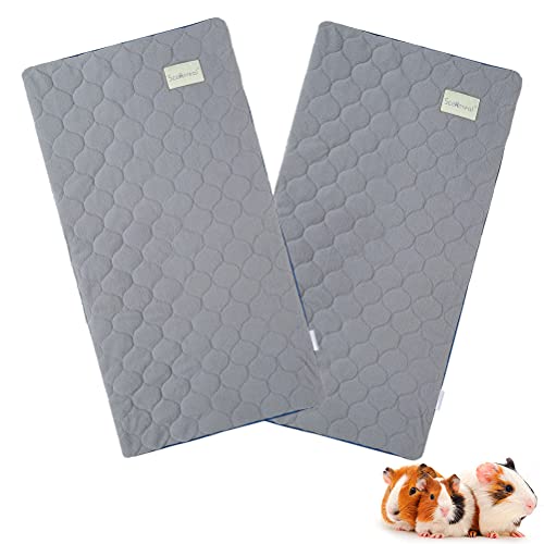Scenereal Guinea Pig Cage Liner Fleece Liner 2 Pack - Strong Water Absorption Reusable Washable Pee Pads Soft and Comfortable Mat for Small Animals Chinchillas Rabbits Hamster Bunny