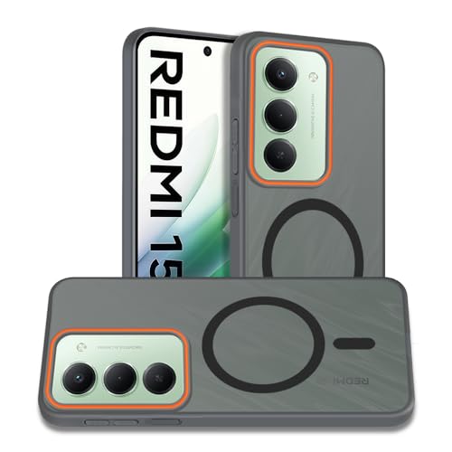 Image of AESTMO Redmi 15 5G Back Cover | Slim Hard Shell | Matte Frosted Hard Back Translucent Back Cover for Redmi 15 5G (Compatible with MagSafe Accessories) (Black)