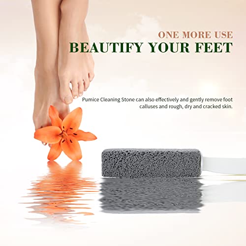 Hotype Bloque para Limpieza de WC Piedra de Limpieza de Pómez Natural 2pcs, Escobilla de Baño de Piedra Pómez con Mango Colgante, para Limpieza Baño/Inodor/Parrilla/Cuidado de Los Pies - imagen 6