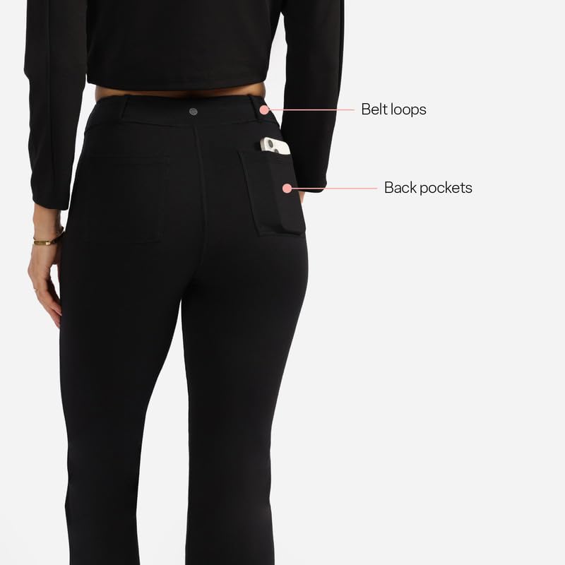 Image of Blissclub AM:PM Air Flare Trousers Cotton for Women Above 5'5 ft Tall | Bootcut Trousers and Formal Pants for Women Office wear | Tailored fit
