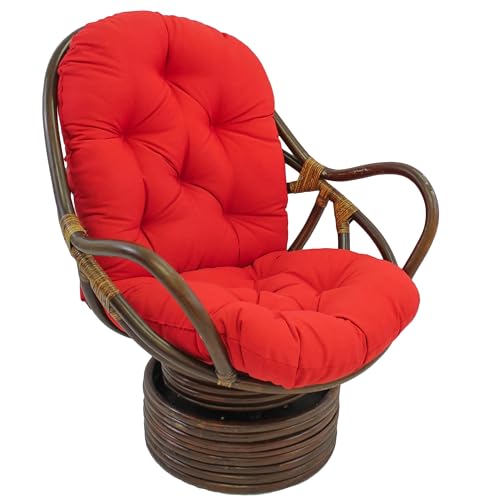 Blazing Needles Twill Swivel Rocker Chair Cushion, 48x24, Red