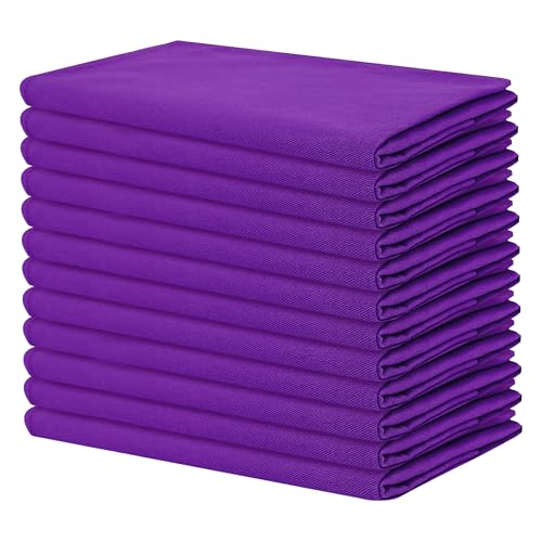 Sweet Needle - Paquet de 12 - Serviettes de Table surdimensionnées 100% Coton 45 CM x 45 CM (18 po x 18 po), Violet - Tissu épais pour Une Utilisation...